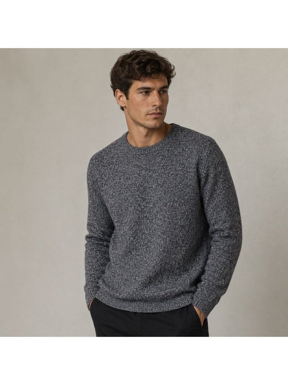 Rag & Bone 100% Cashmere Sweater Mens Small Gray Black Marled Crewneck FLAWED